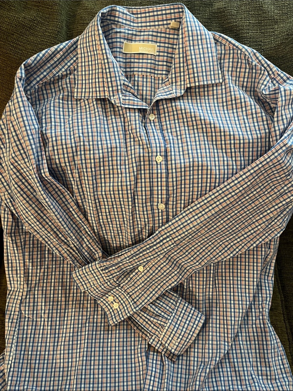 Michael Kors Blue and Pink Checked Dress Shirt